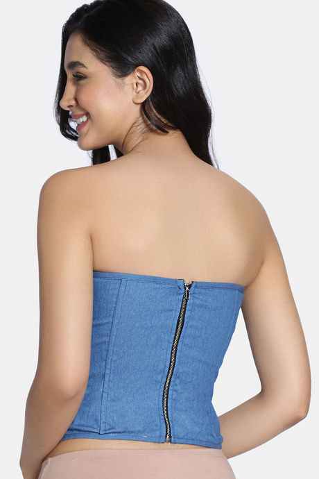 Zivame Non-Padded Short Slip Corset - Dark Wash — image 4